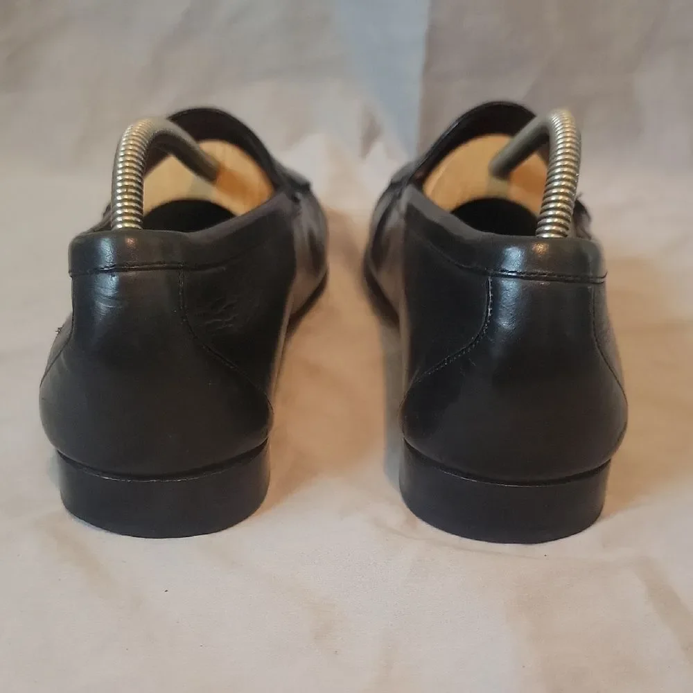 Cole Haan 11 D Black Leather Loafers with Tassels